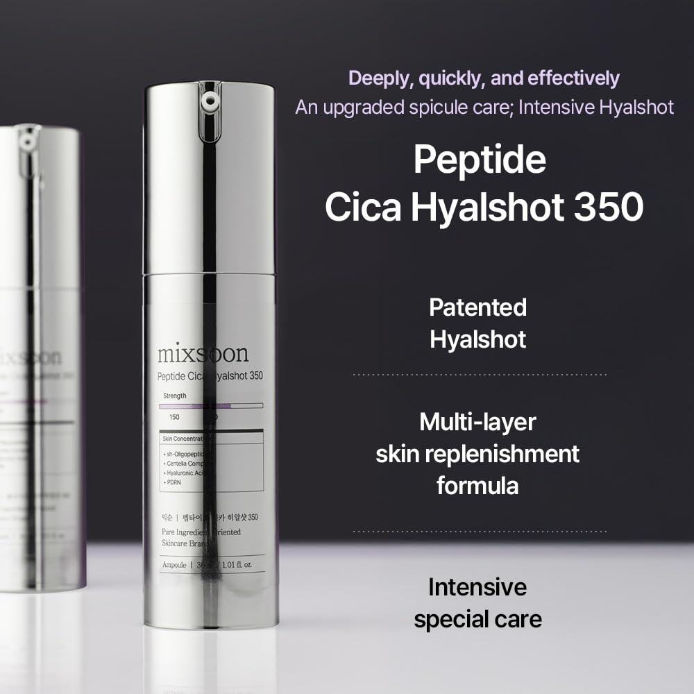 mixsoon Peptide Cica Hyalshot 350, 1.01 Fl. Oz / 30ml Centella Asiatica, Hyaluronic Acid for