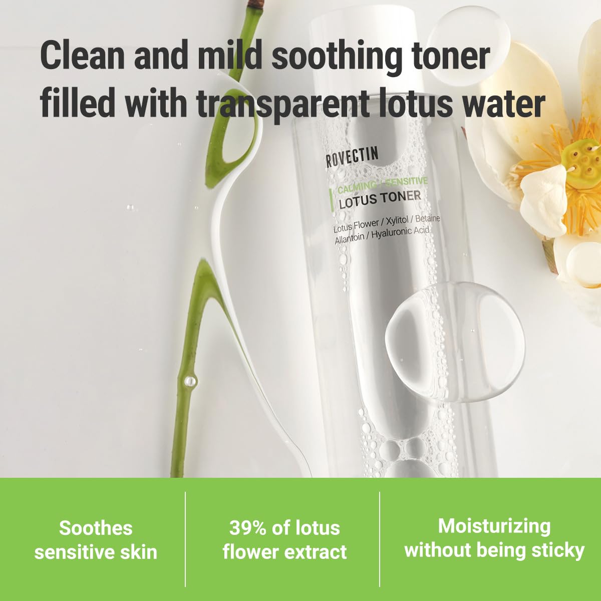 ROVECTIN Calming Lotus Water Toner - pH4.7 Extra Soothing and Hydrating for Trouble Care | 40%