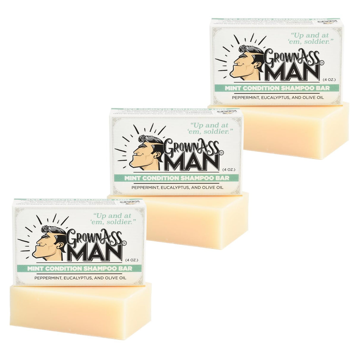 Solid Shampoo Bar Rich Lather 3 in 1: Hair, Beard & Body Wash - Plastic Free & Eco-Friendly