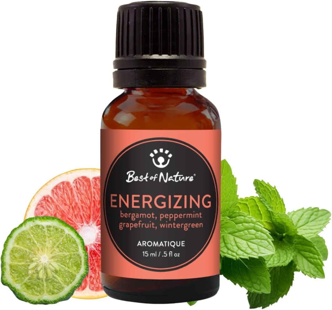 Energizing Essential Oil Blend – Peppermint, Bergamot, Grapefruit & Wintergreen – 100% Pure for