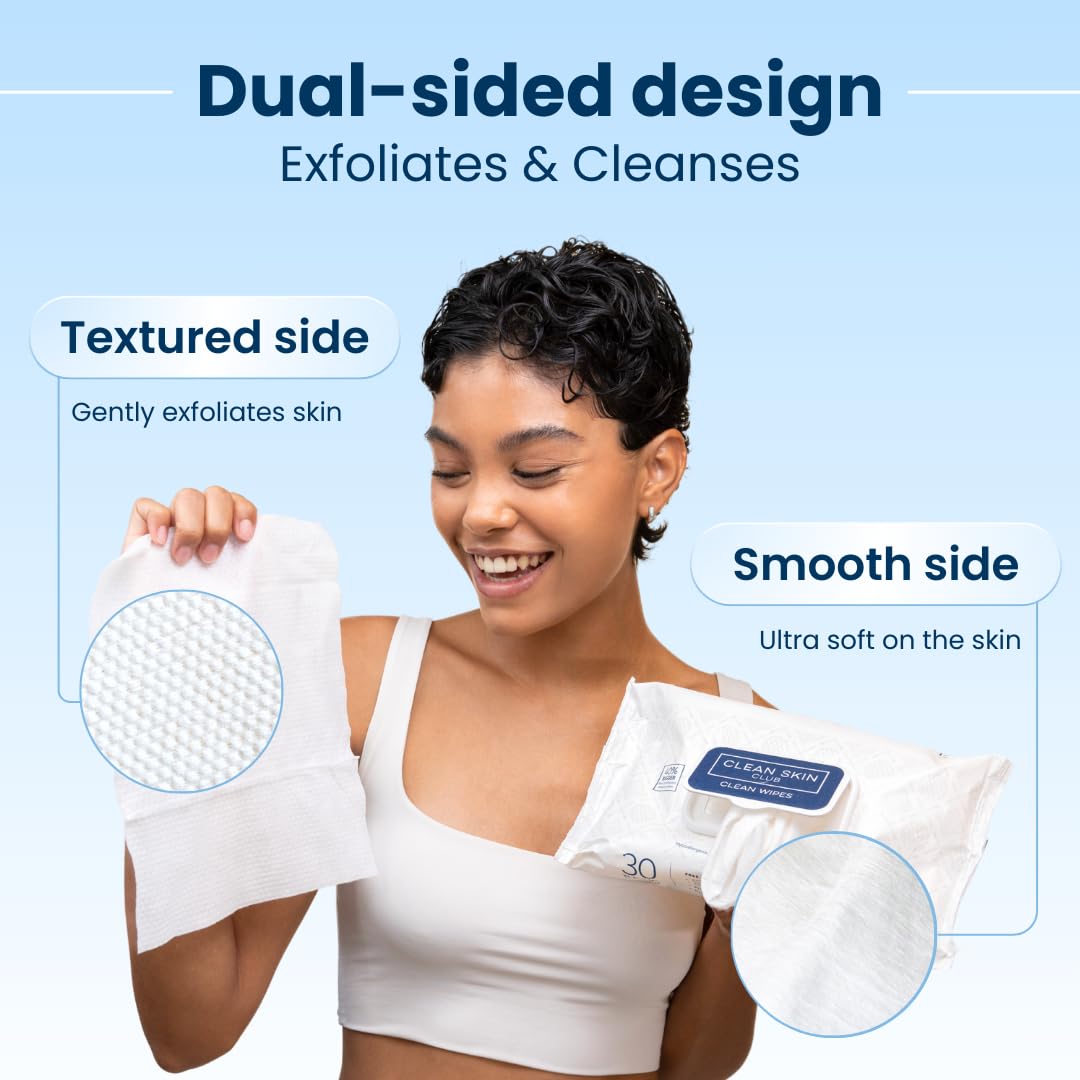 Clean Skin Club XL Premium Face Wipes, Extra Moist Makeup Removing Towelettes, Facial Cleansing