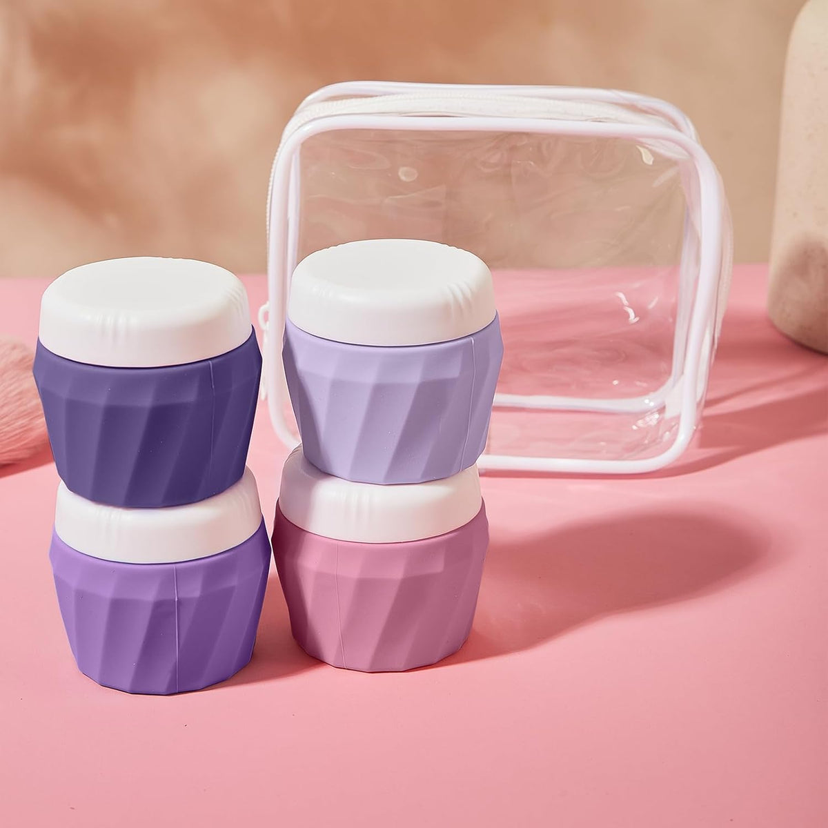 Travel Containers for Toiletries, Premium Silicone Cosmetic Cream Jars, TSA Approved Leak-Proof