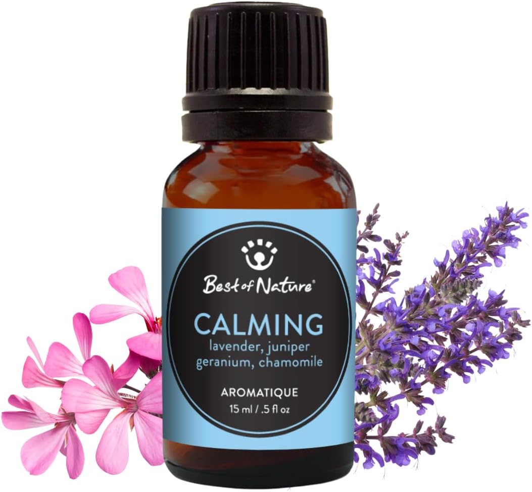 Best of Nature Calming Essential Oil Blend – Lavender, Roman Chamomile, Geranium & Juniper – 100%