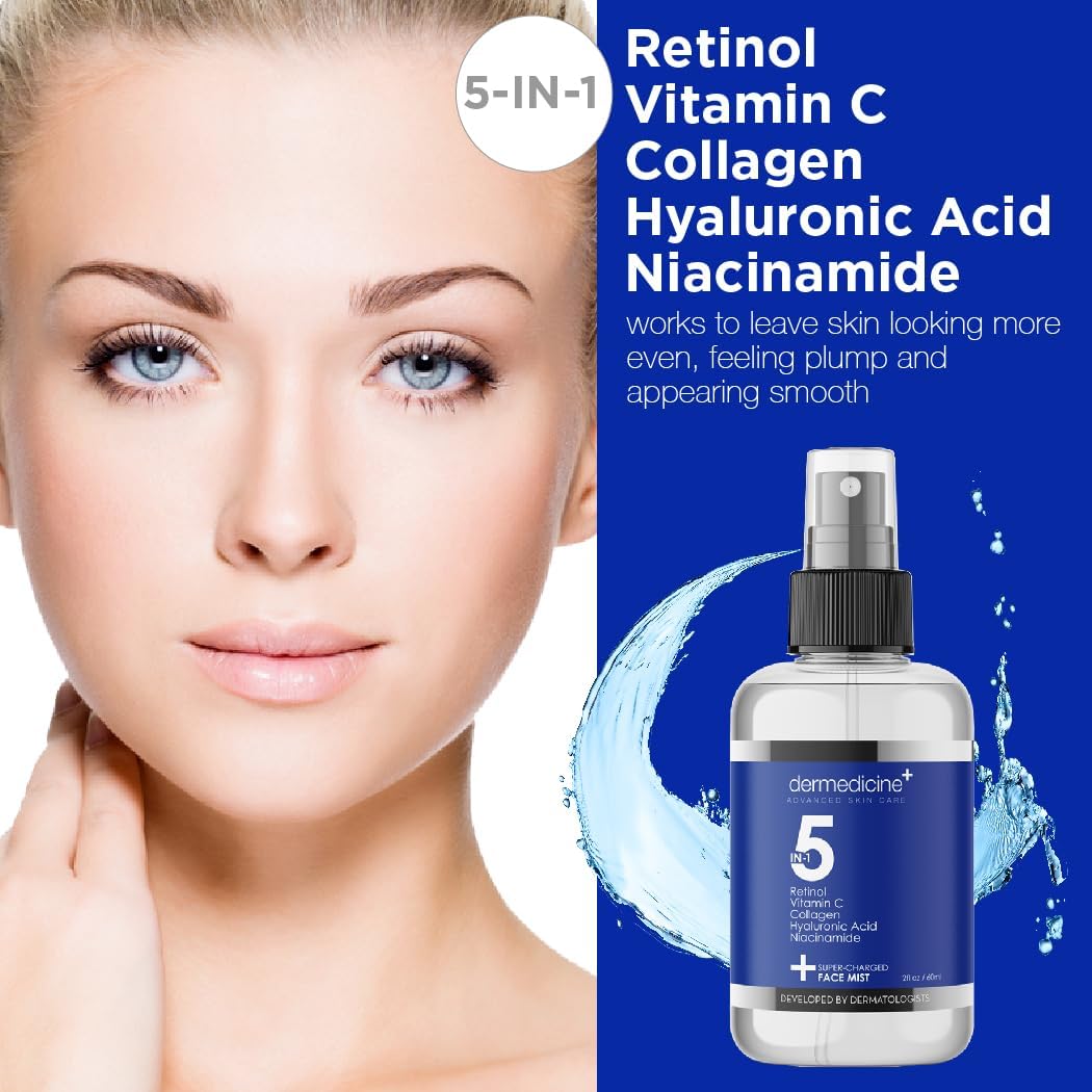 5 in 1 Super Charged Anti-Aging Face Mist w/Retinol, Vitamin C, Collagen, Hyaluronic Acid &