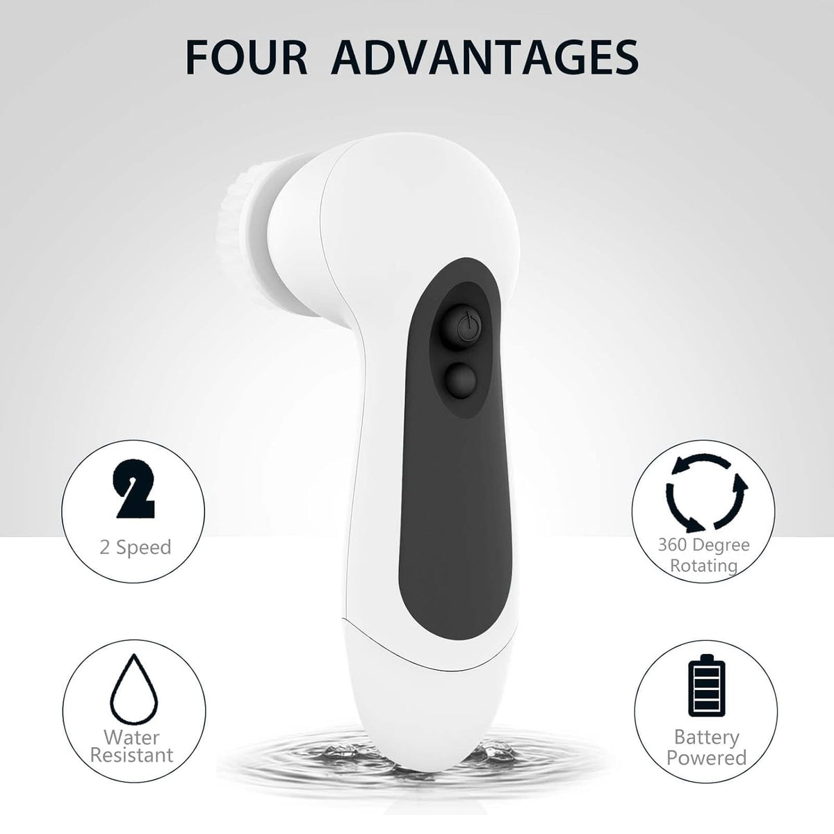 Waterproof Facial Cleansing Spin Brush Set with 5 Exfoliating Brush Heads - Electric Face Scrubber