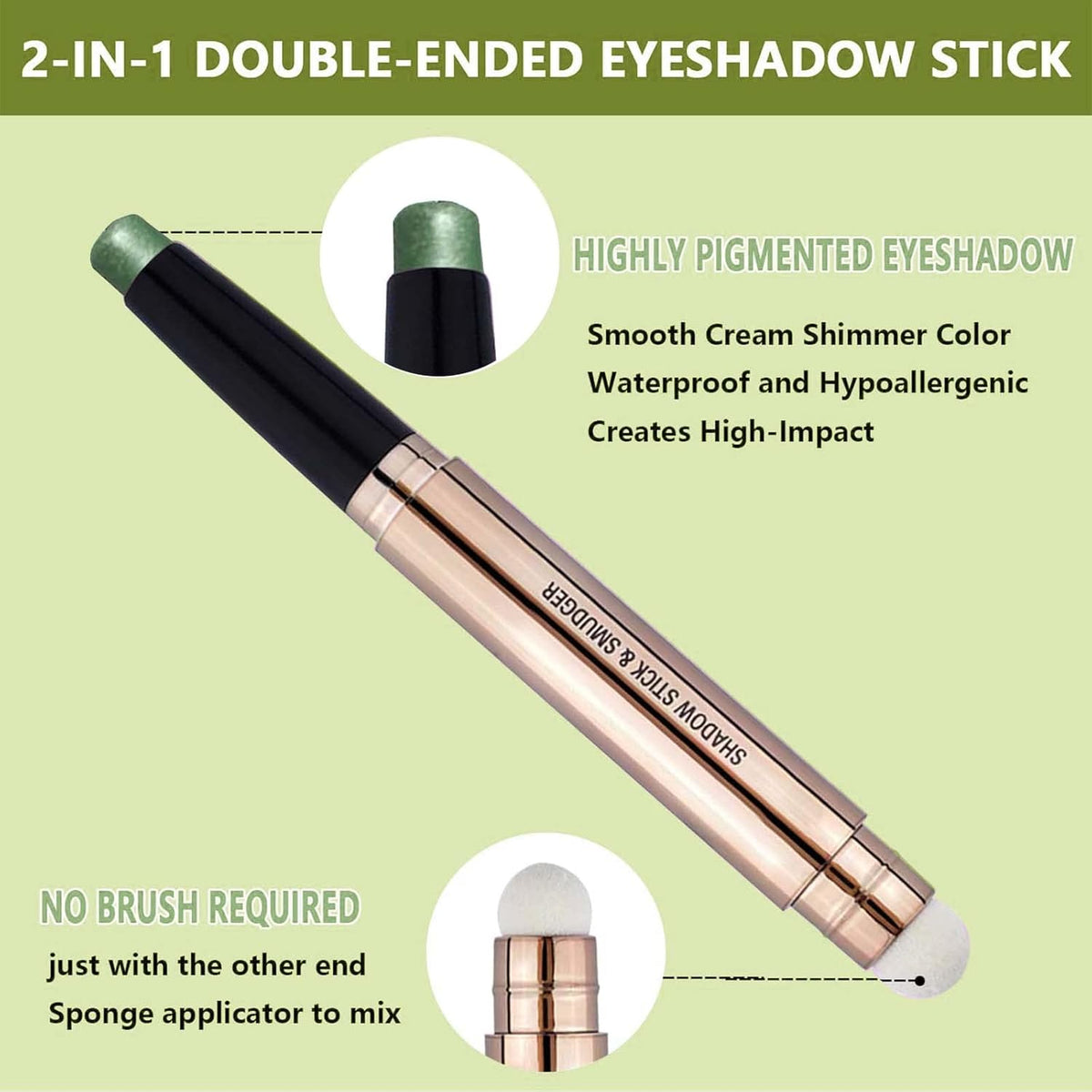 Bright Green Eyeshadow Stick Makeup, Highlighter Matte Cream Eye Shadow Pencil, Waterproof