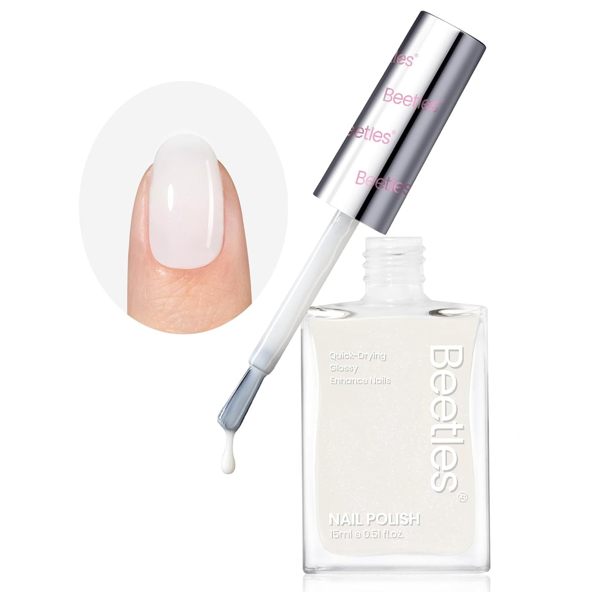 Beetles Nail Polish - Milky White Nail Polish Milk Cheese Color Nail Concealer Fast Dry Quick