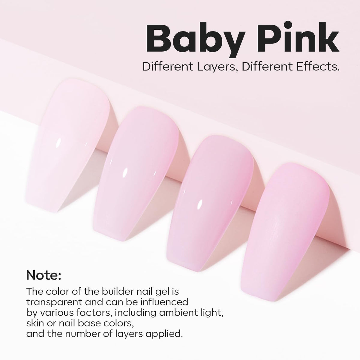 modelones Builder Nail Gel, 8-in-One Baby Pink Builder, Pastel Pink Rubber Base Gel Polish, LED