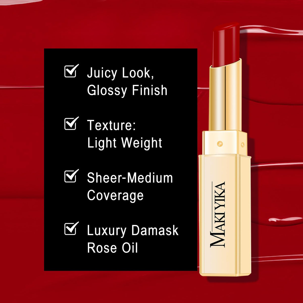 MAKI YIKA Moisture Burgundy Lipstick for Women Hydrate Lip Balm for Dry Cracked Lips Weightless