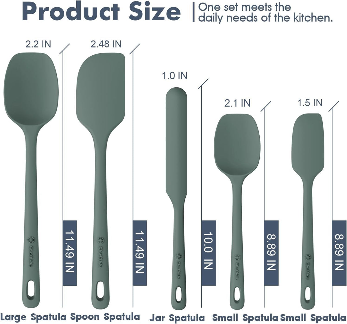 5 Pieces Silicone Spatula Set, Food Grade Rubber Spatula, Upgrade Strong Handle with Ergonomic