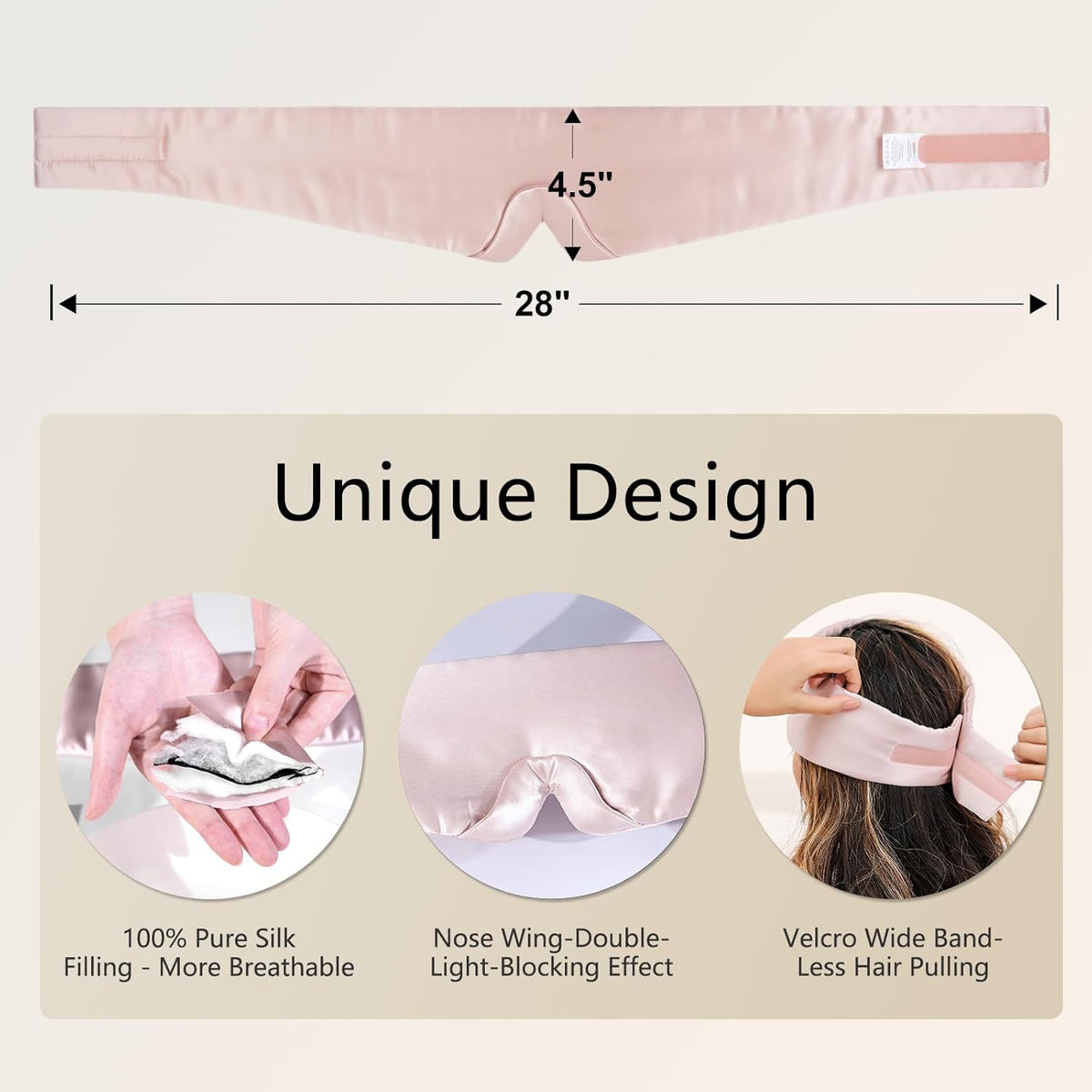 ZIMASILK 100% 22 Momme Mulberry Silk Sleep Mask - Full Silk Filled, Ultra-Soft & Breathable