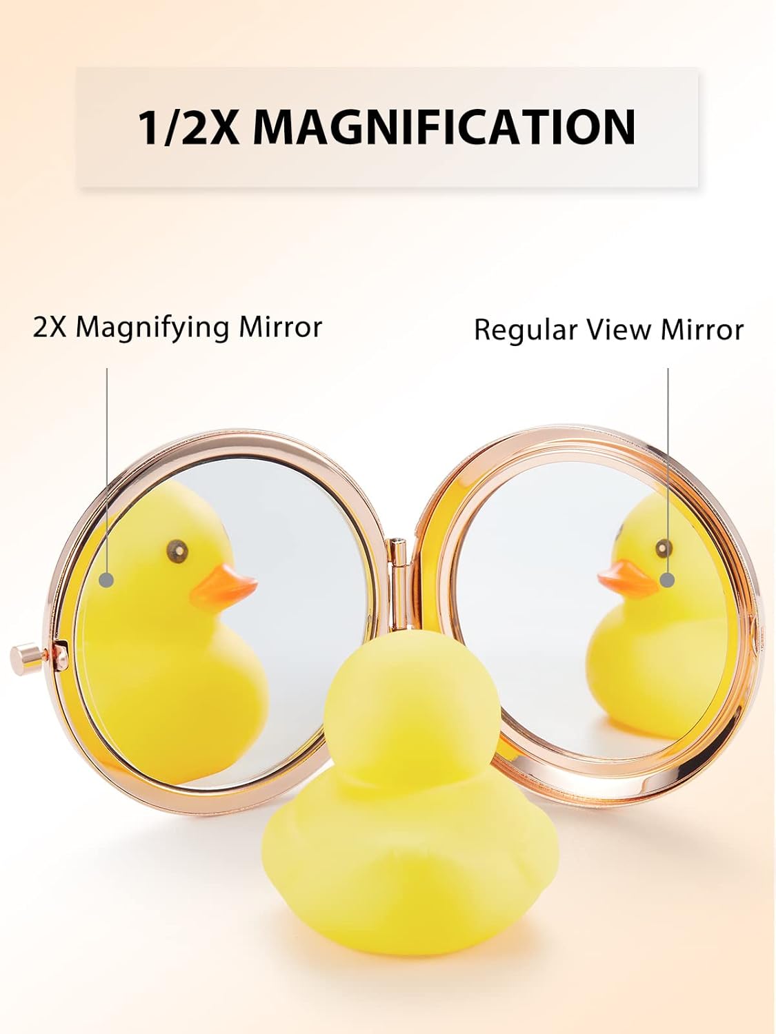 Compact Mirror Bulk, Set of 2 Double-Sided 1X/2X Magnifying Purse Pocket Makeup Mirrors(Round, Rose