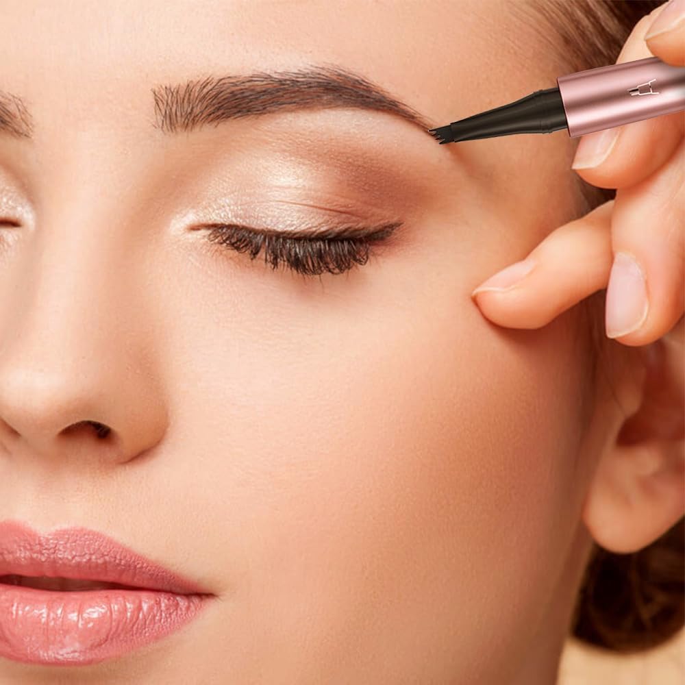 Microblading Eyebrow Pen, New 3D Microblading Eyebrow Pencil, Waterproof Eye Brow Pen with 4 Tip
