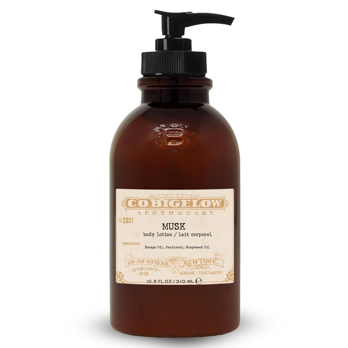C.O. Bigelow Musk Body Lotion, Iconic Collection Moisturizing Body Lotion with Shea Butter, Borage
