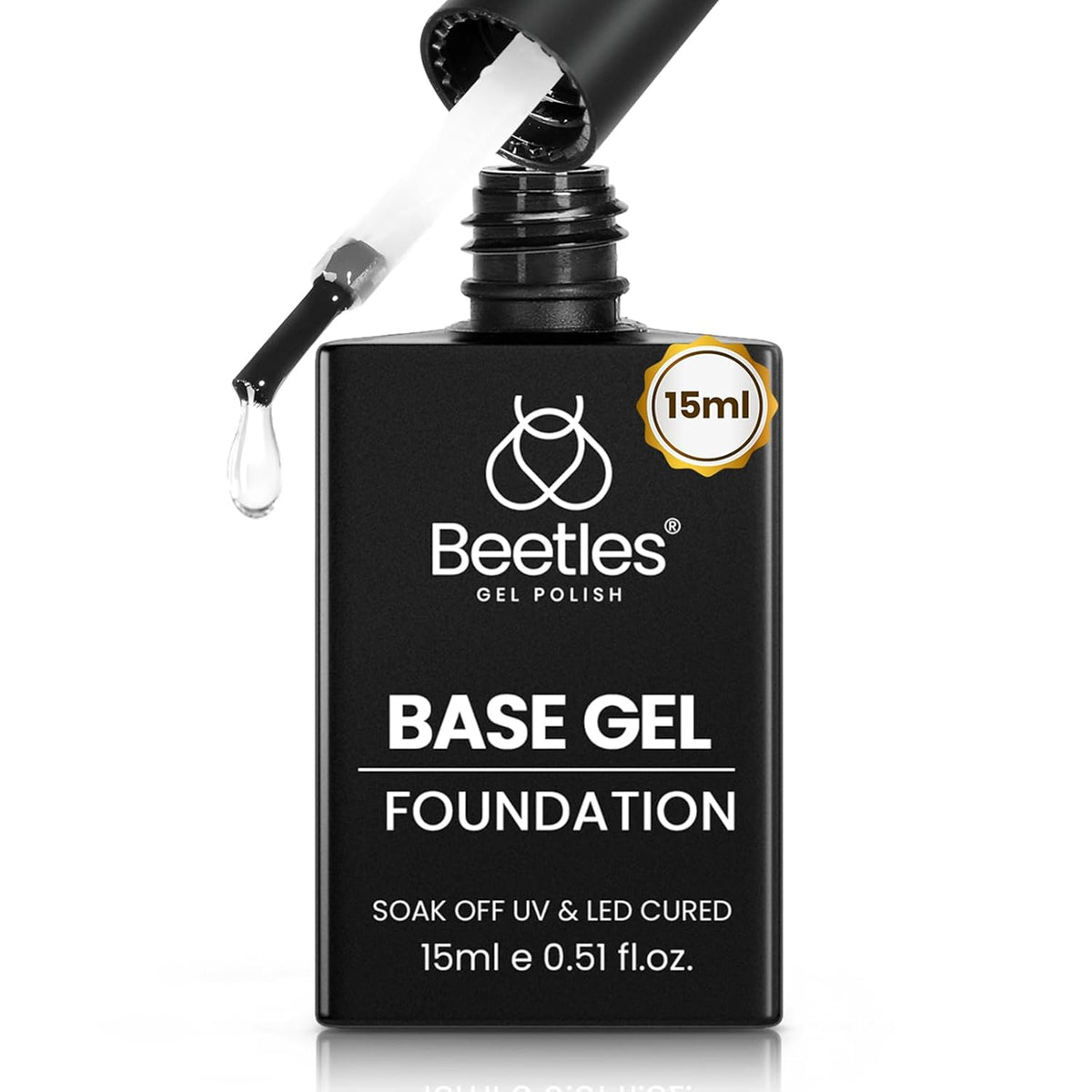 beetles Gel Polish Base Coat 15ml for Gel Nail Polish Soak Off LED Nail Lamp Upgraded Formula