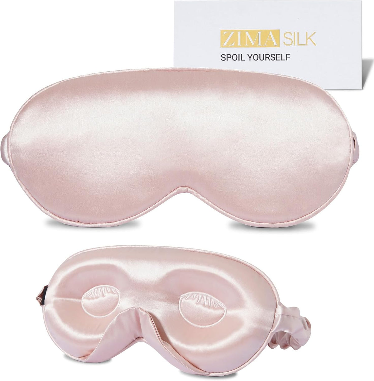 ZIMASILK Adjustable 22 Momme 100% Mulberry Silk Sleep Mask, Upgraded 3D Contoured Cup Eye Mask for