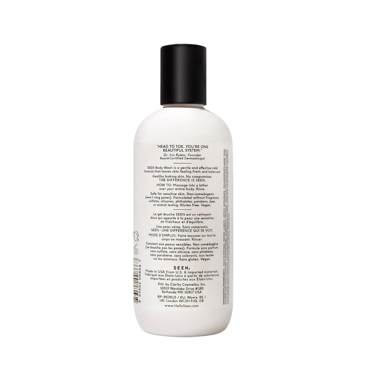 SEEN Body Wash, Fragrance Free - Non-Comedogenic & Non-Irritating Body Wash