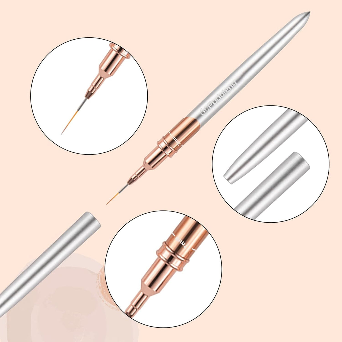 Liner Brush for Nails, 6Pcs Thin Nail Art Brushes Professional Nail Detail Brush for Gel Polish