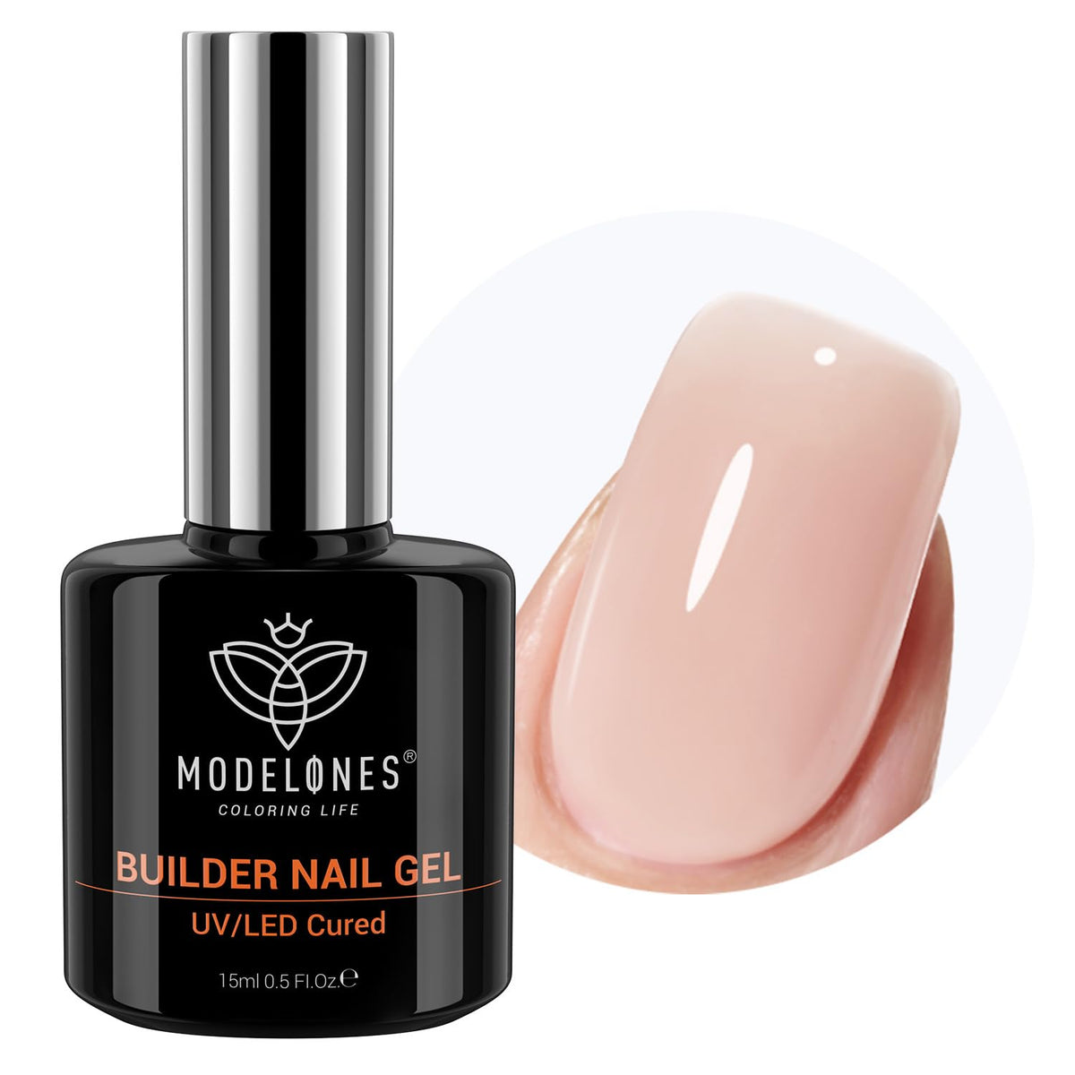 modelones 8-in-One Builder Nail Gel, Neutral Nude Builder for Thickening, LED Lamp Cured Hard