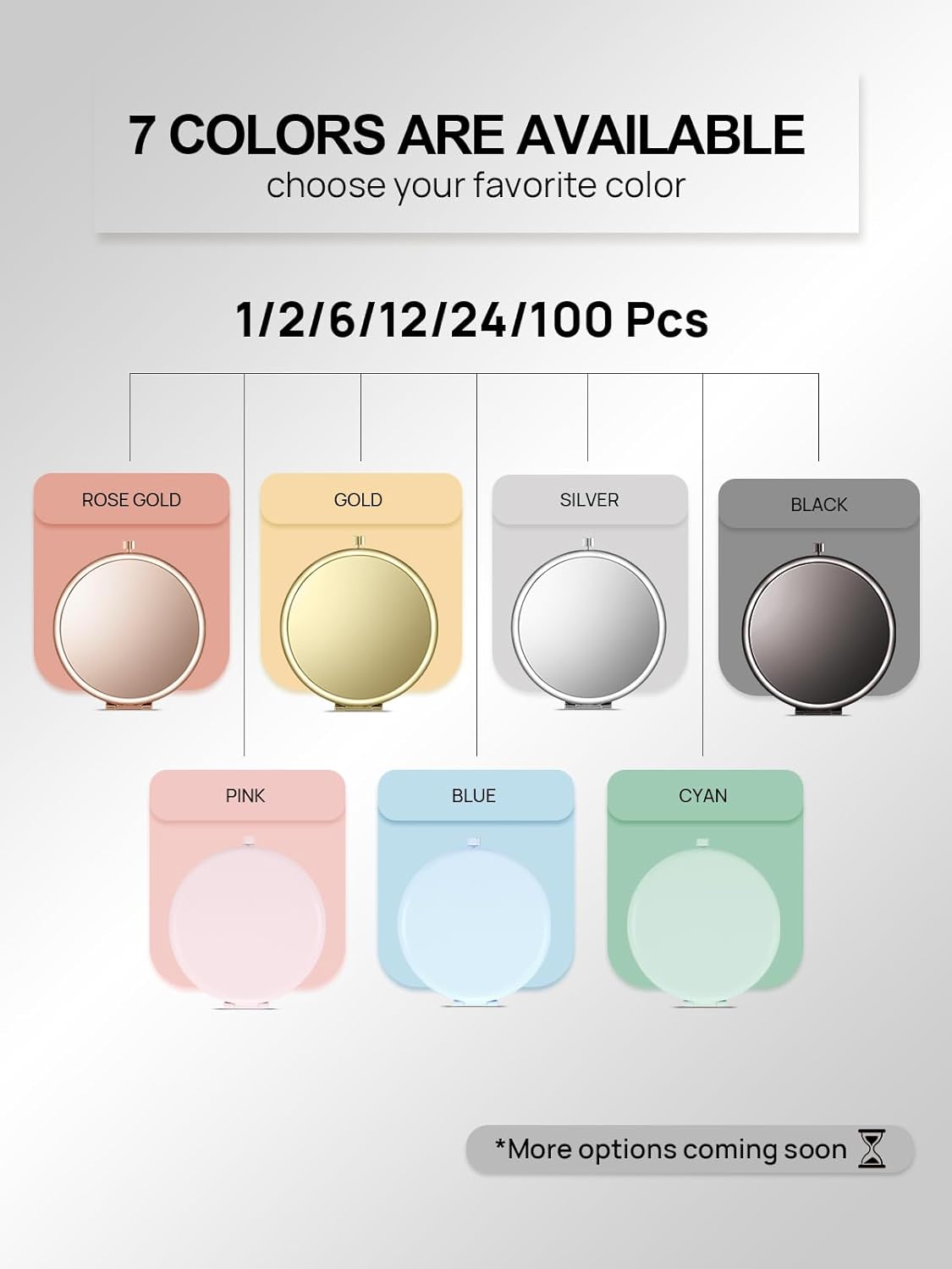 Compact Mirror Bulk, Set of 2 Double-Sided 1X/2X Magnifying Purse Pocket Makeup Mirrors(Round