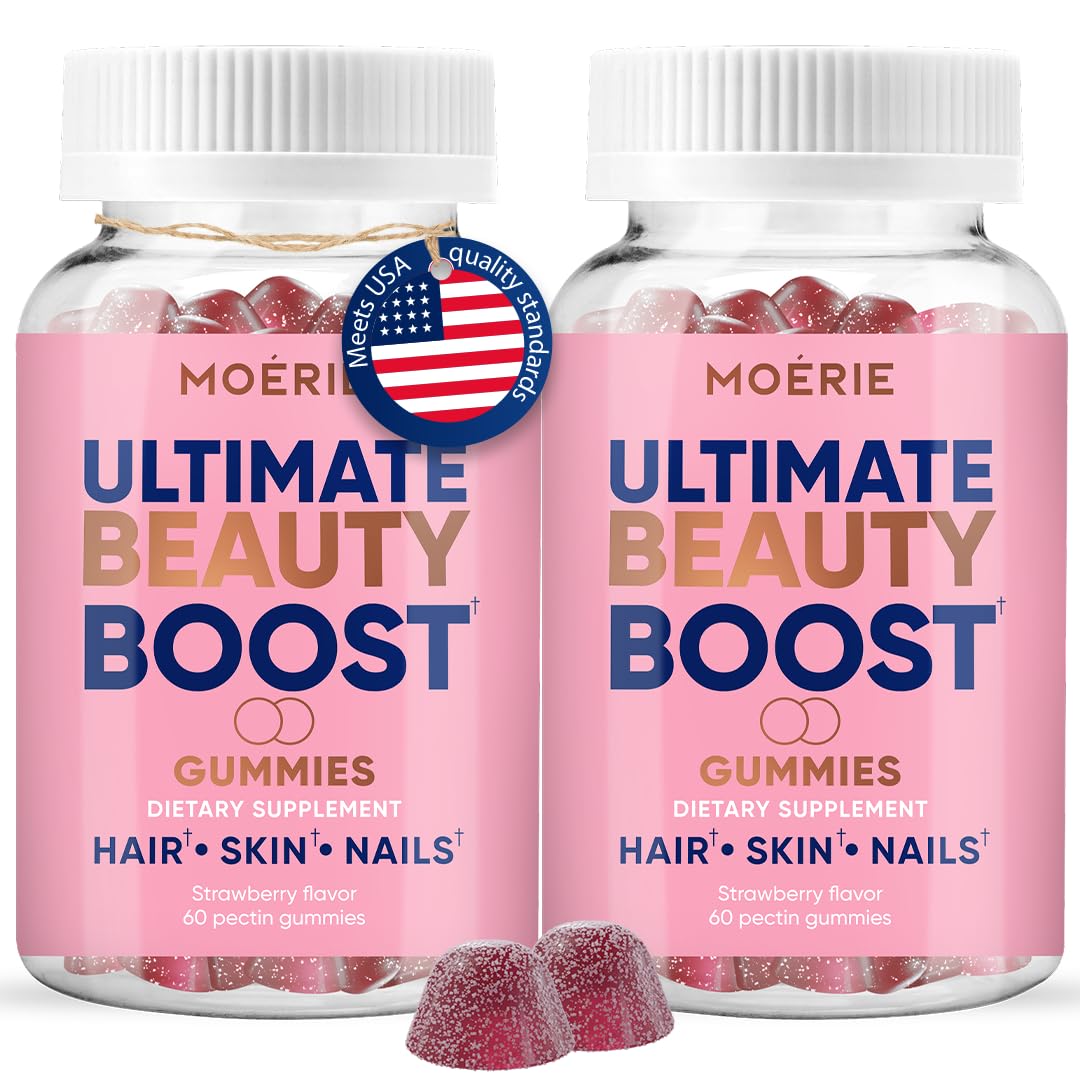 Moerie Hair Skin and Nails Gummies for Women & Men - Biotin for Hair Loss, Gummy Vitamins & Growth