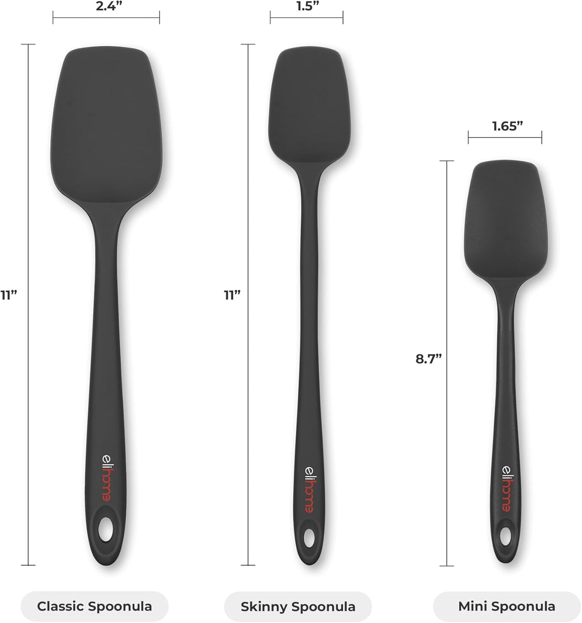 Elihome Mini Silicone Spoonula - Non-Stick Heat Resistant Silicone Scraper Spatula for Mixing