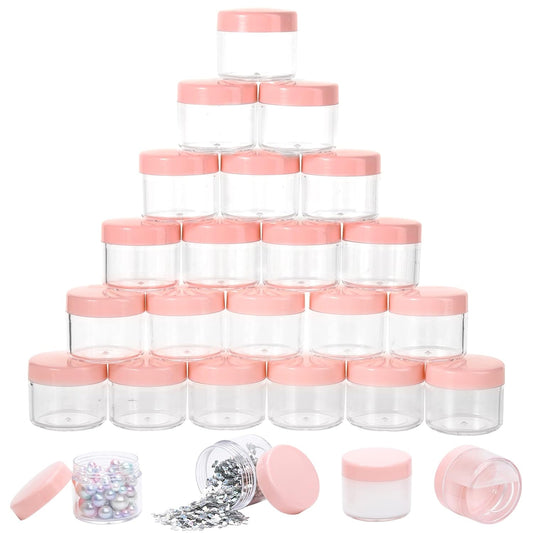 100 Count 20g Sample Containers with Lids，Refillable Cosmetic Containers Small Plastic Jars Lip