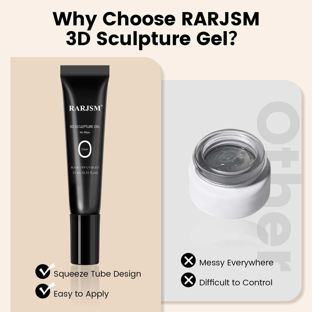RARJSM 3D Sculpting Gel for Nail Art Designs DIY NailCharms Rhinestone Glue 3D Nail Craving