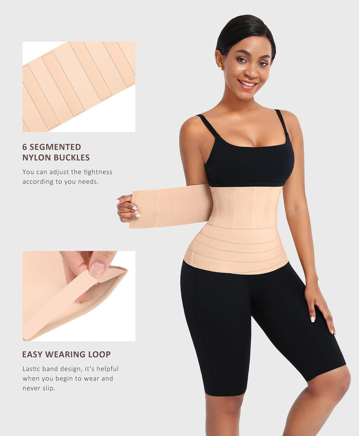 FeelinGirl Waist Trainer for Women Trimmer Belt Waist Cincher Tummy Wrap Plus Size Snatch Me Up
