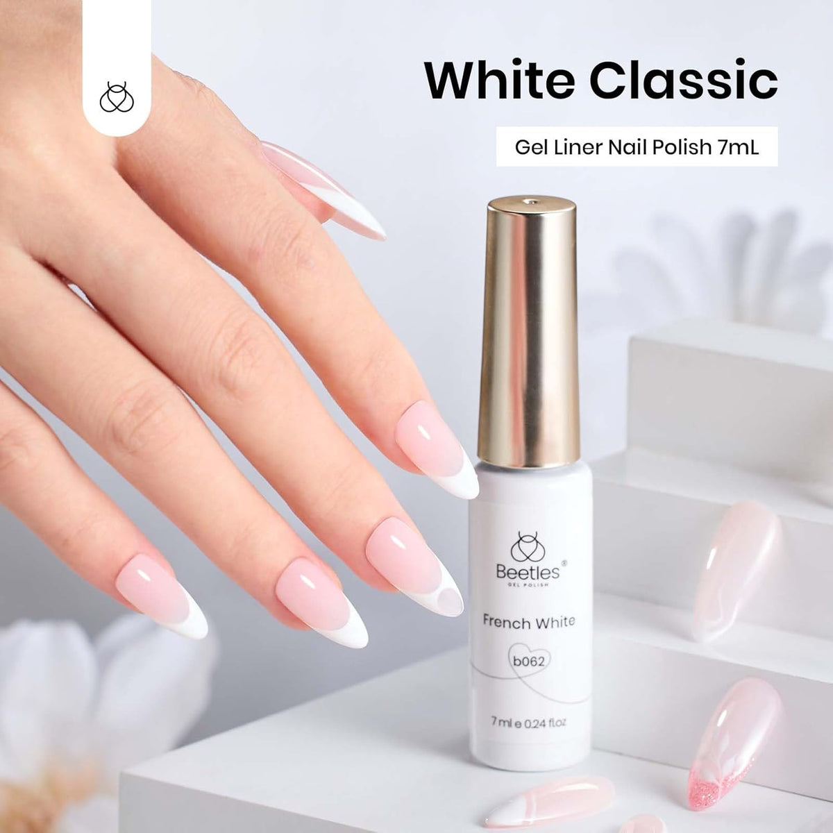Beetles White Gel Liner Nail Polish 7ml French Tip Gel Polish White Nail Art Painting for Thin Line