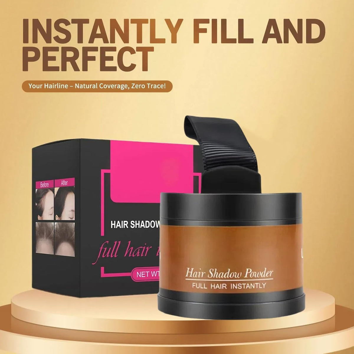 Hairline Powder (Light Brown) Hair Root Dye, Instantly Color Shadow for Thin and Gray Hair Roots