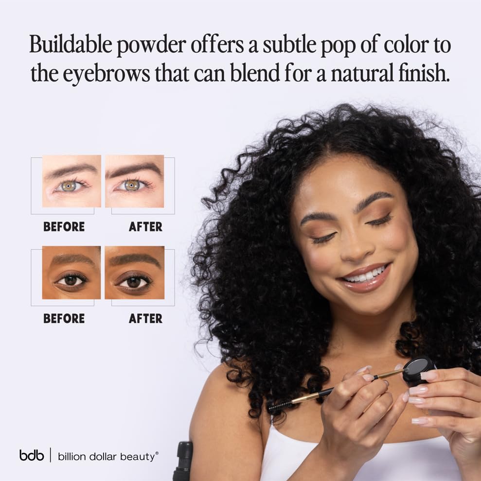 bdb Eyebrow Powder & Definer Brush - Long-Lasting, Fuller & Fluffier Brows, Spoolie for Precision