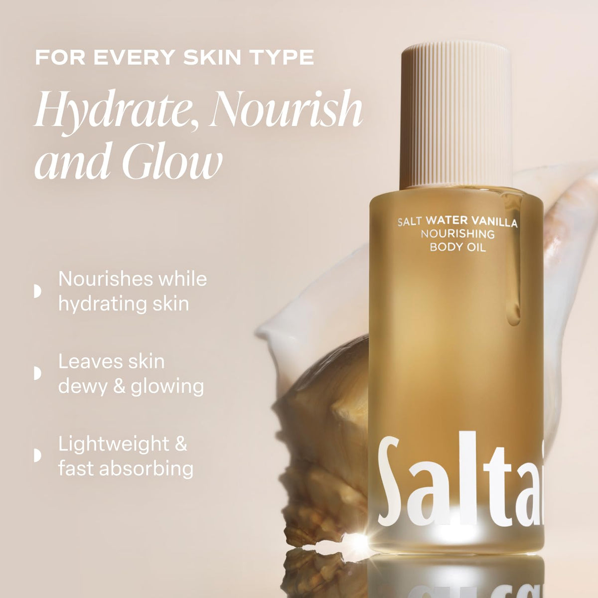 Saltair Body Oil. Luxurious Salt Water Vanilla After Shower and Bath Oil Moisturizer for Women and