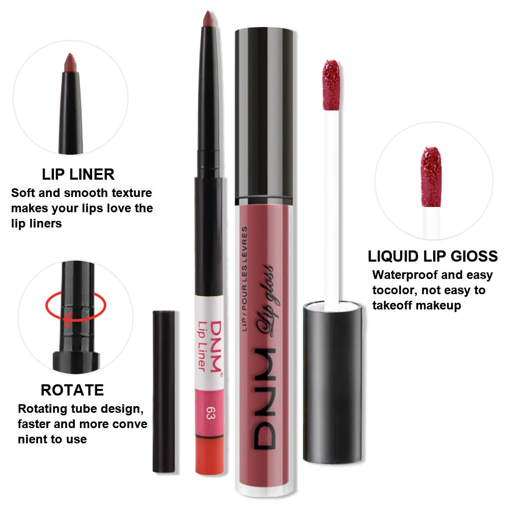 evpct 2Pcs Burgundy Red Matte Lip Liner Lipstick Combo Set for Women, Burgundy Lip Combo Set Liquid