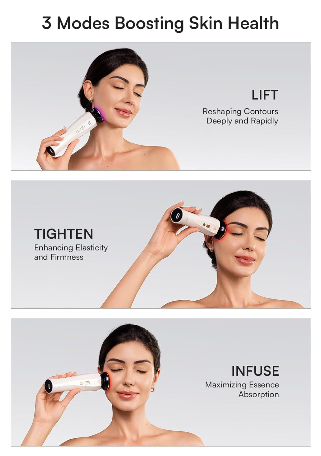 INIA 3-in-1 Red Light Therapy for Face and Neck, Skin Tightening Device True Beauty Glow Facial