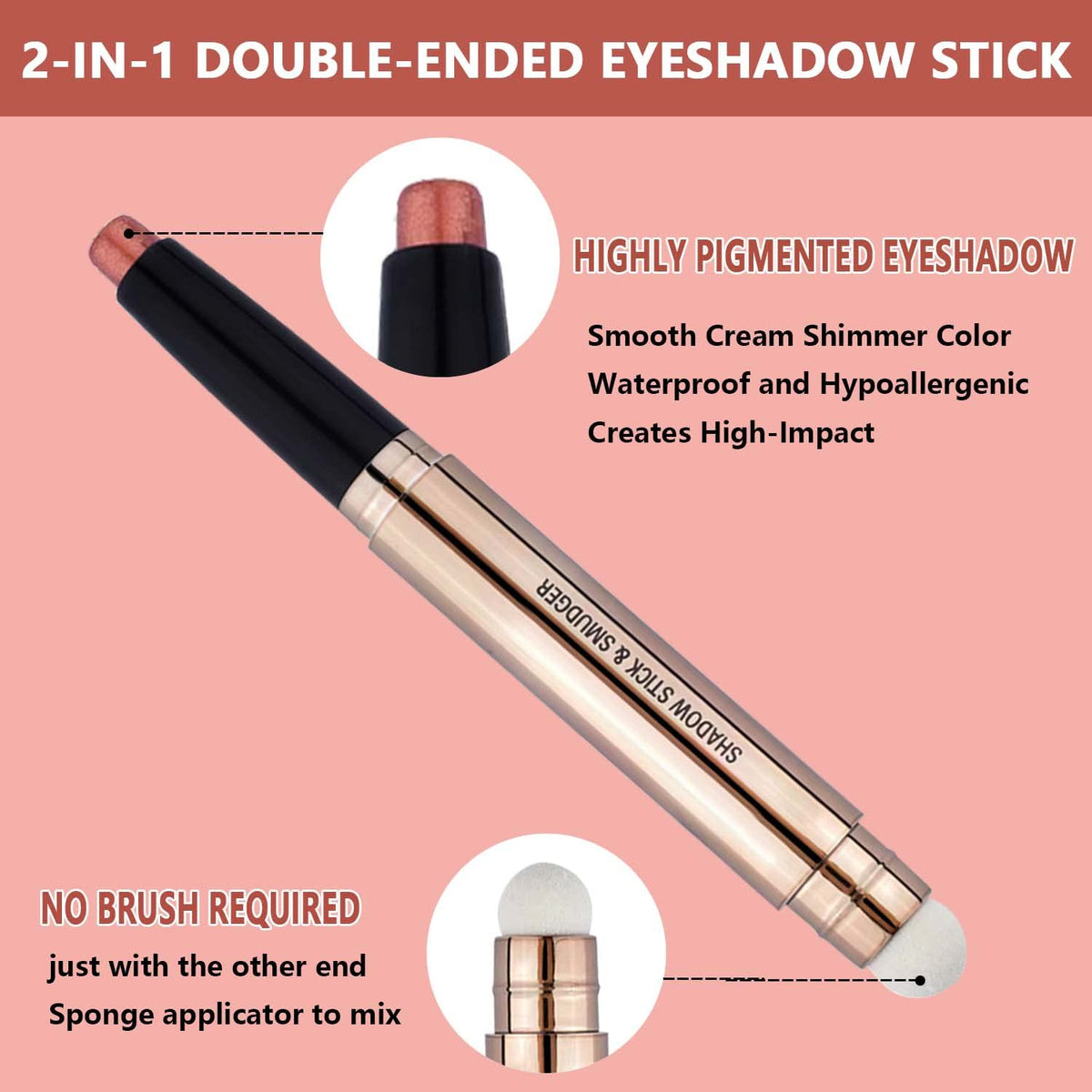 Orange Brown Eyeshadow Stick Makeup, Highlighter Matte Cream Eye Shadow Pencil, Waterproof