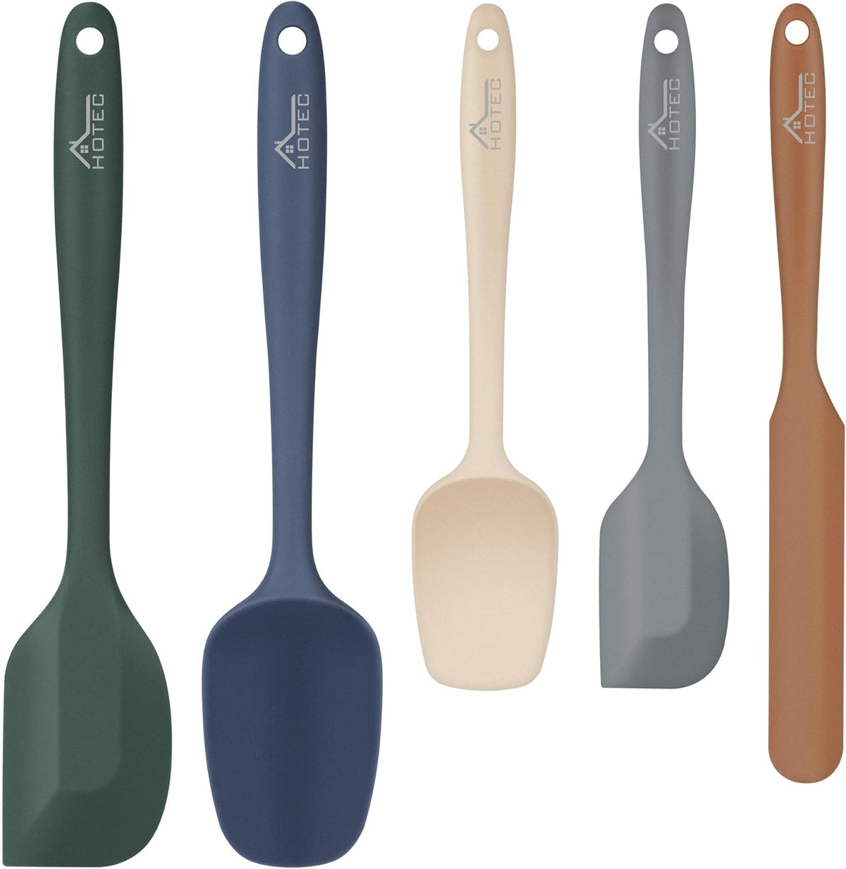 HOTEC Heat Resistant 600℉ BPA-Free Silicone Rubber Spatula Set for Baking, Cooking, and Mixing Non