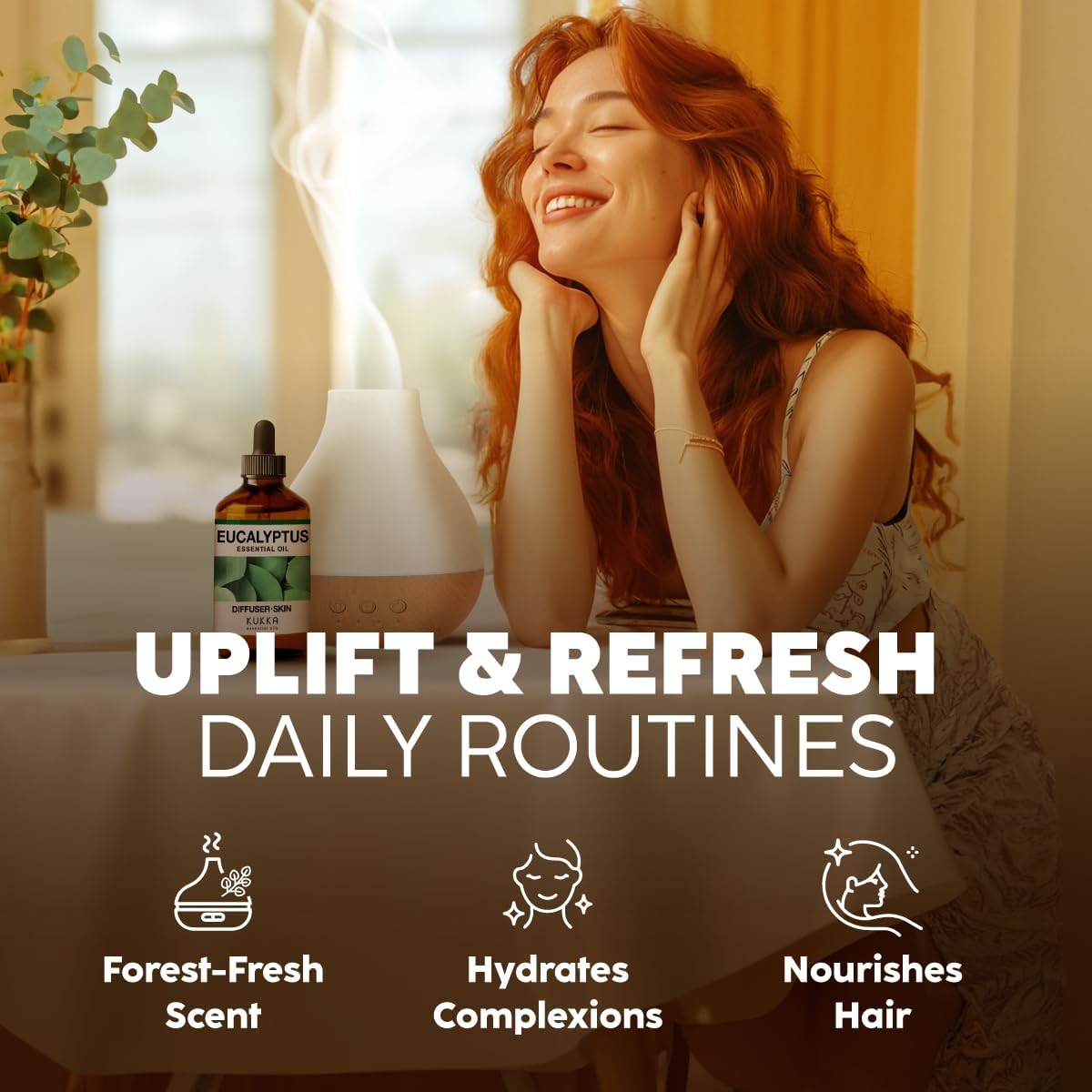 Kukka Eucalyptus Essential Oil for Diffuser, Humidifier, Skin, Hair - 4 Fl Oz / 118 ml, DIY Soap