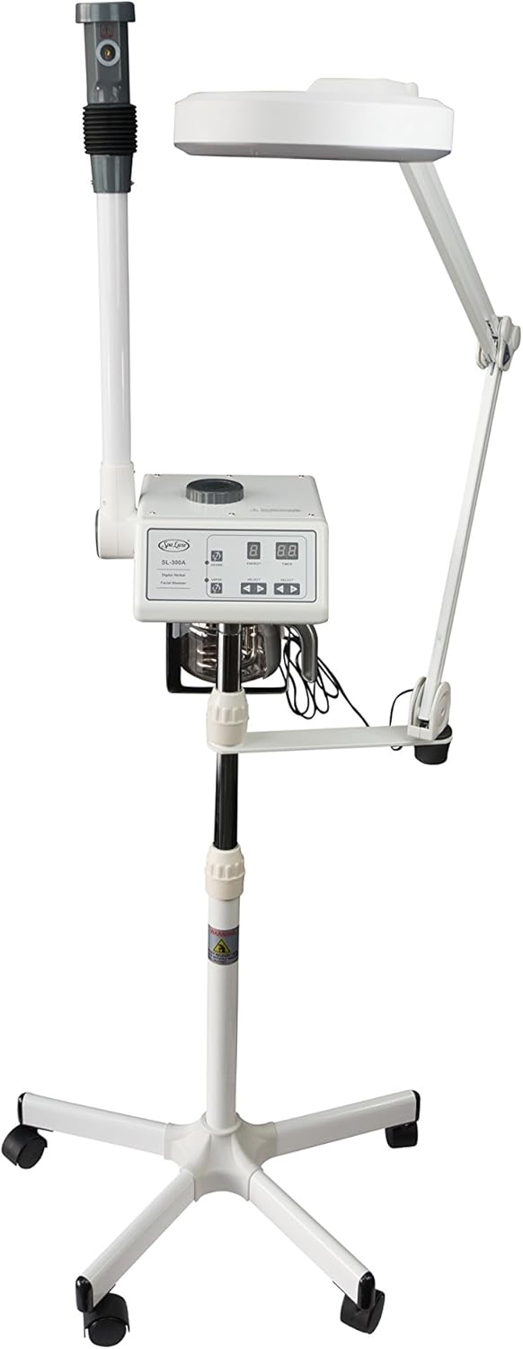 Professional Facial Steamer with LED Magnifying Lamp - 2 in 1 Digital Controls, Aromatherapy