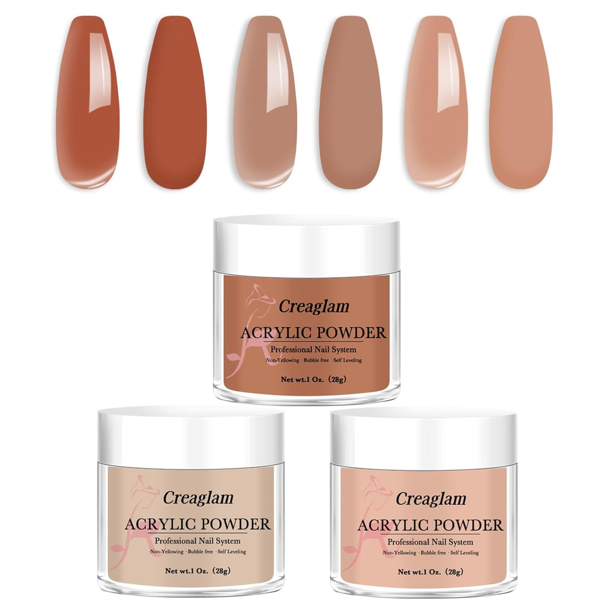 Super Acrylic Powder 28g: 3Pcs Large Capacity Bruschetta Tuscany Nail Polymer for 3D Art Carving
