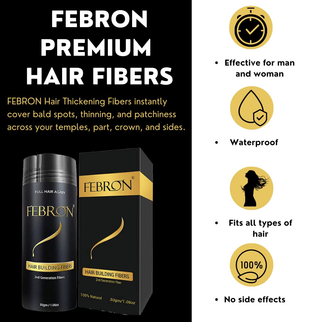 FEBRON Hair Fibers For Thinning Hair DARK BROWN For Women & Men Hair Loss Concealer Hair Powder