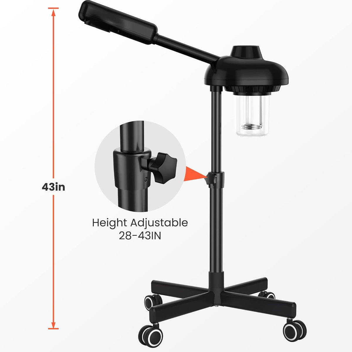 TASALON Steamer on Wheels for Professional Skin Rejuvenation, Facial Steamer Kit for Home, Spa
