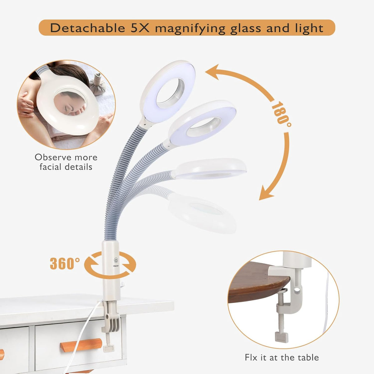 Artist hand Professional Facial Steamer for Face Home Facial Spa with 5X LED Magnifying Lamp Face