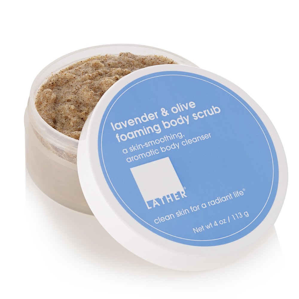 LATHER Lavender & Olive Foaming Body Scrub - Gentle Exfoliating & Hydrating Scrub for All Skin