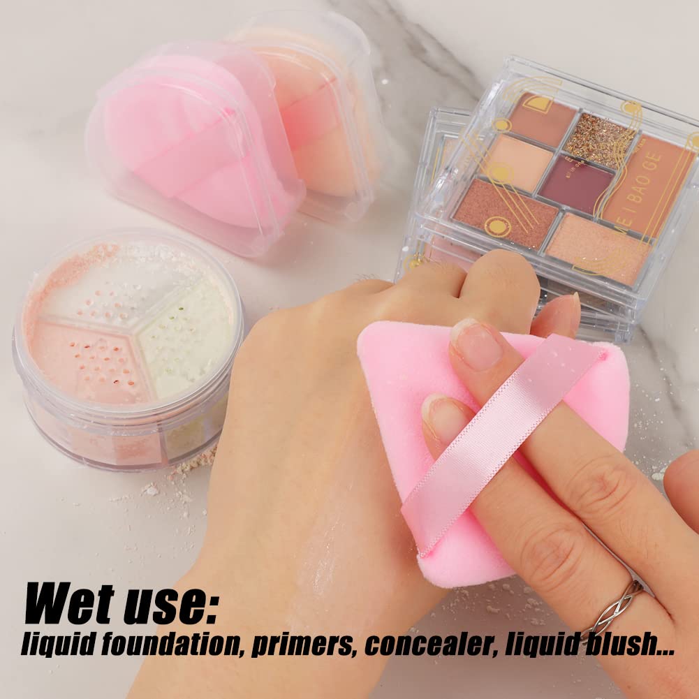 Ocim 10Pcs Powder Puffs for Face Powder,Soft Velour Triangle Beauty Puff,Makeup Pressed,Baking &