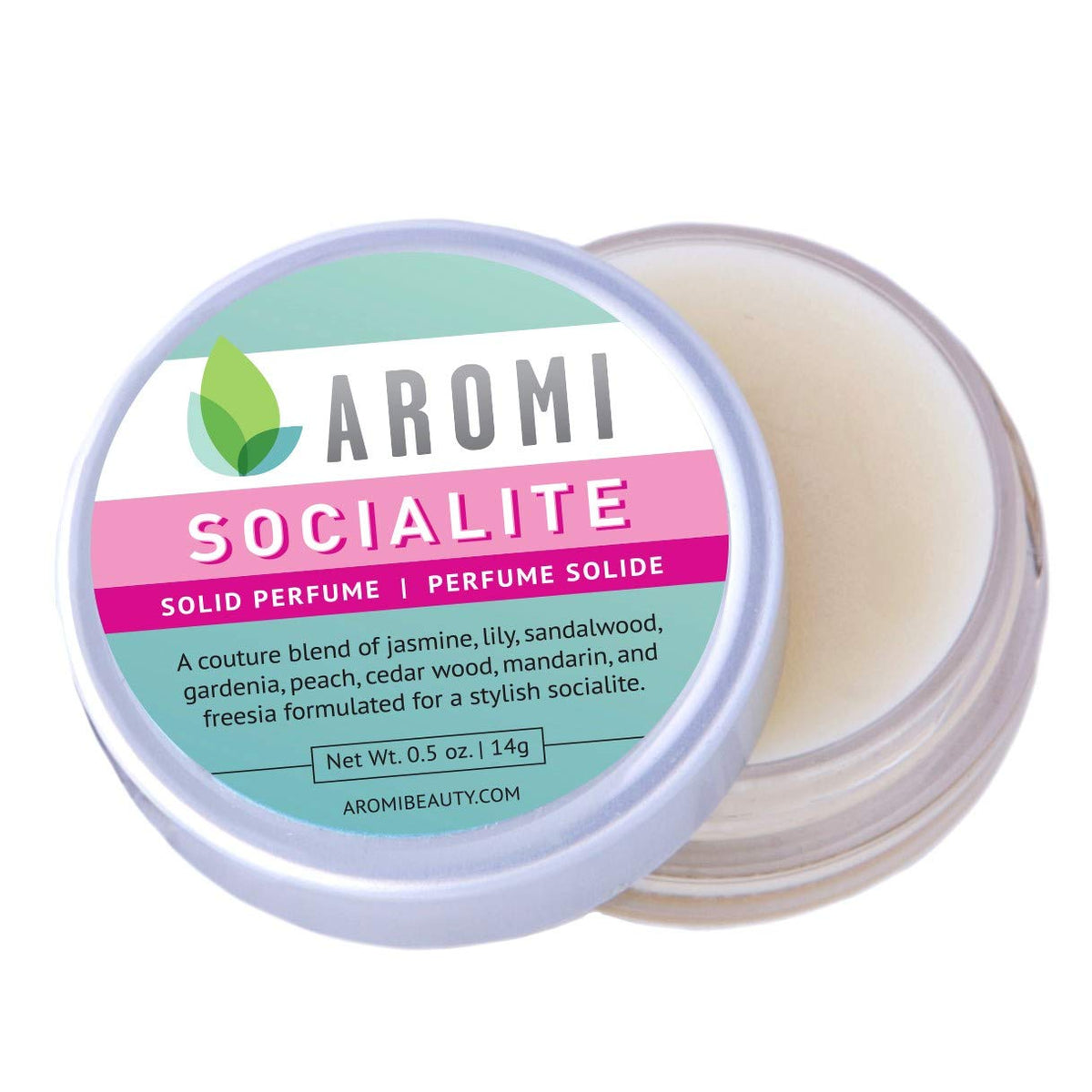 Aromi Socialite Solid Perfume | Sweet, Floral Fragrance, Freesia, Vanilla, Jasmine Scent, Vegan