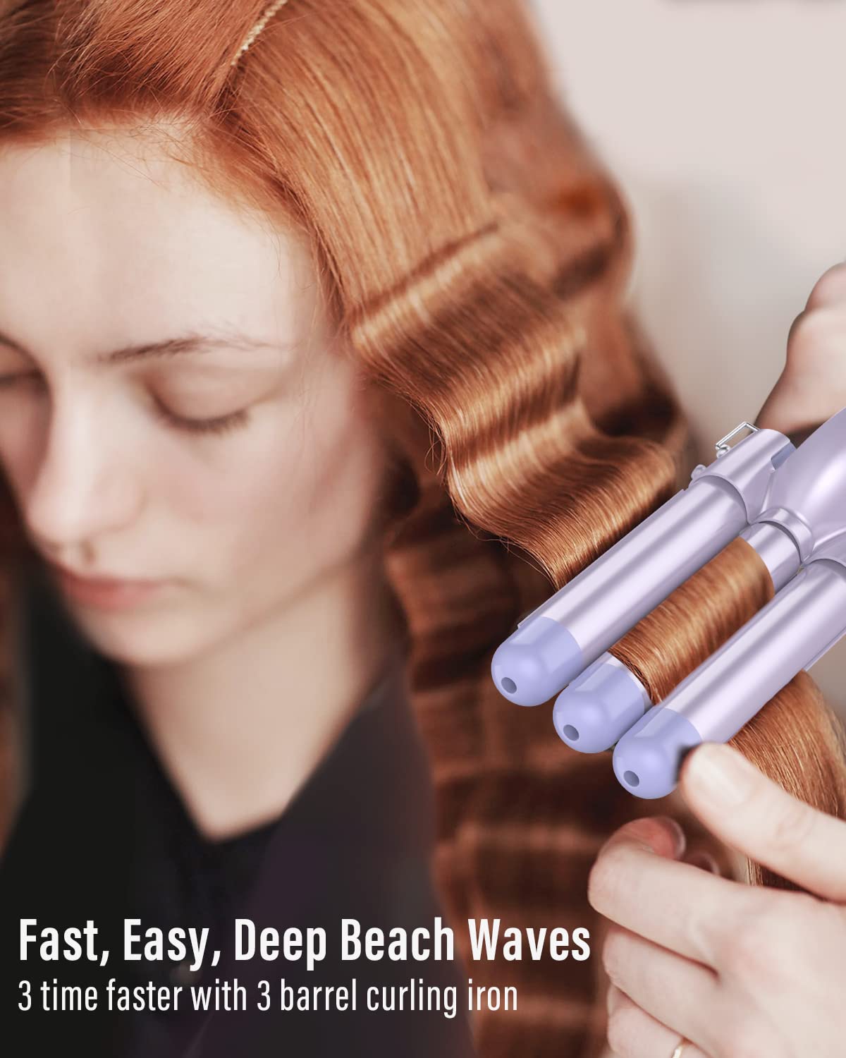 Waver Curling Iron Wand - BESTOPE PRO 5 in 1 Curling Wand Set with 3 Barrel Hair Crimper for Women