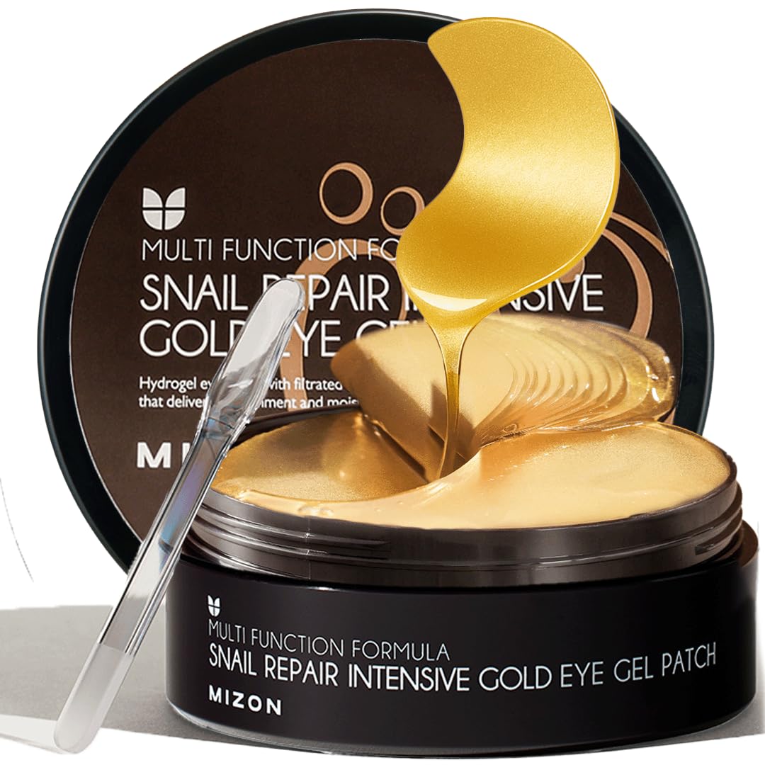 MIZON Under Eye Patches for Puffy Eyes & Dark Circles, 24K Gold & Snail Mucin, 60 Pcs