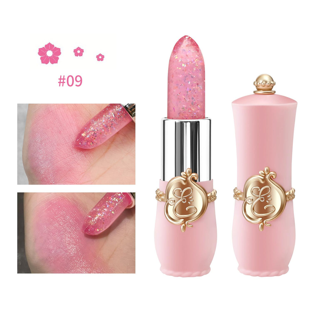 3 Pcs/Set Flower Jelly Lipstick Set Temperature Change Moisturizer Long Lasting Nutritious Glossy