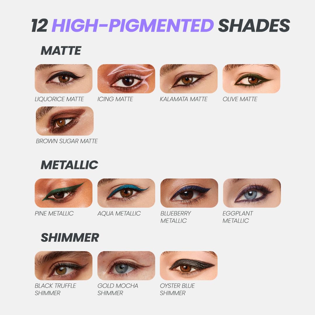 Wonderskin Eyeliner Pencil, 1440 Longwear Brown Glitter Eyeliner Pencil - Waterproof, Sharpenable &
